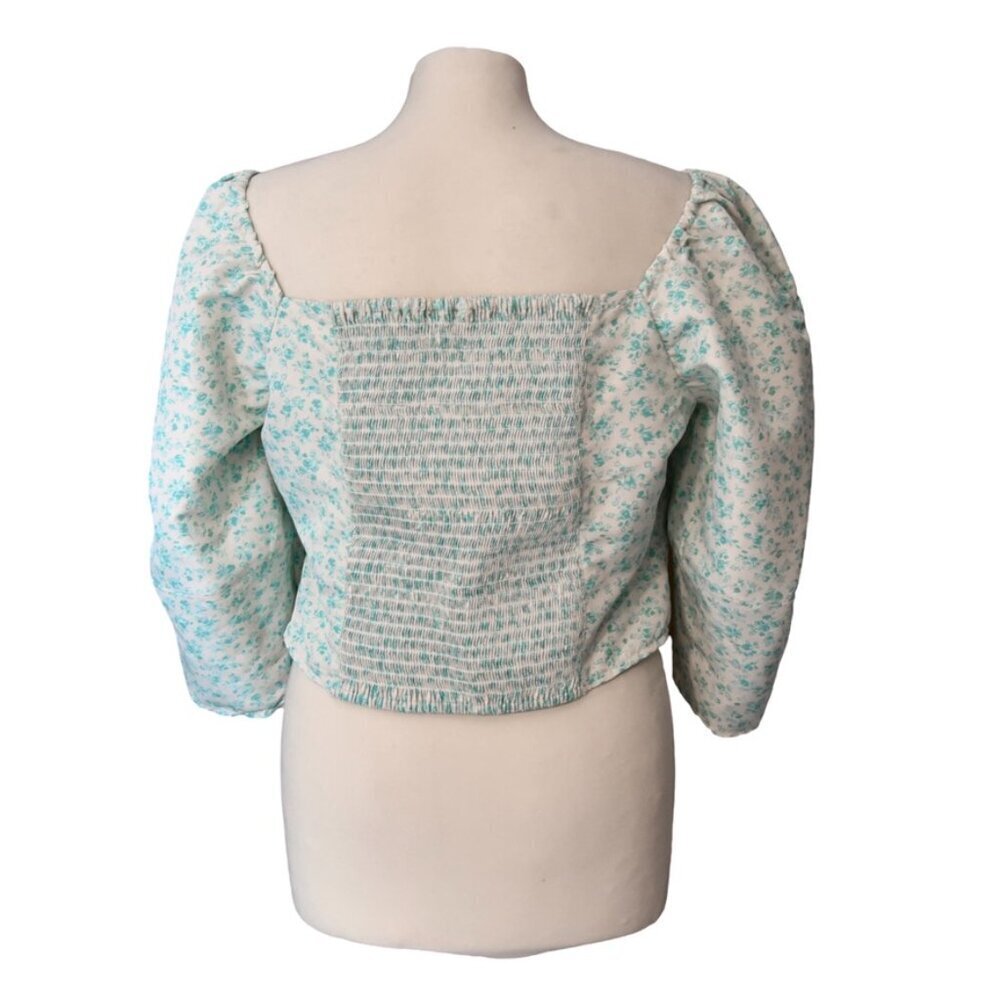 Levi’s Women’s Floral Square-Neck Puff Sleeve Top XL Pastel Floral Boho - Picture 6 of 10